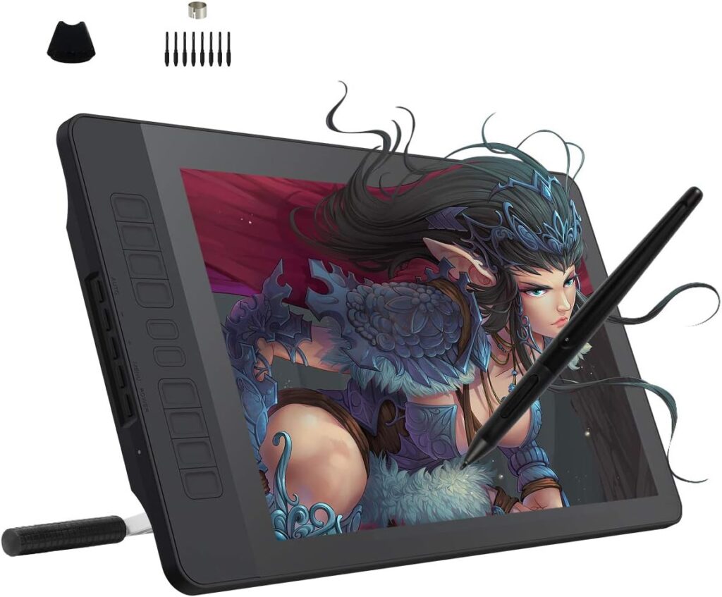 Drawing Tablet with Screen GAOMON PD1560 Drawing Monitor Art Tablet with Adjustable Stand, 10 Shortcut Keys, 15.6-inch Graphics Tablet for Mac, Windows PC
